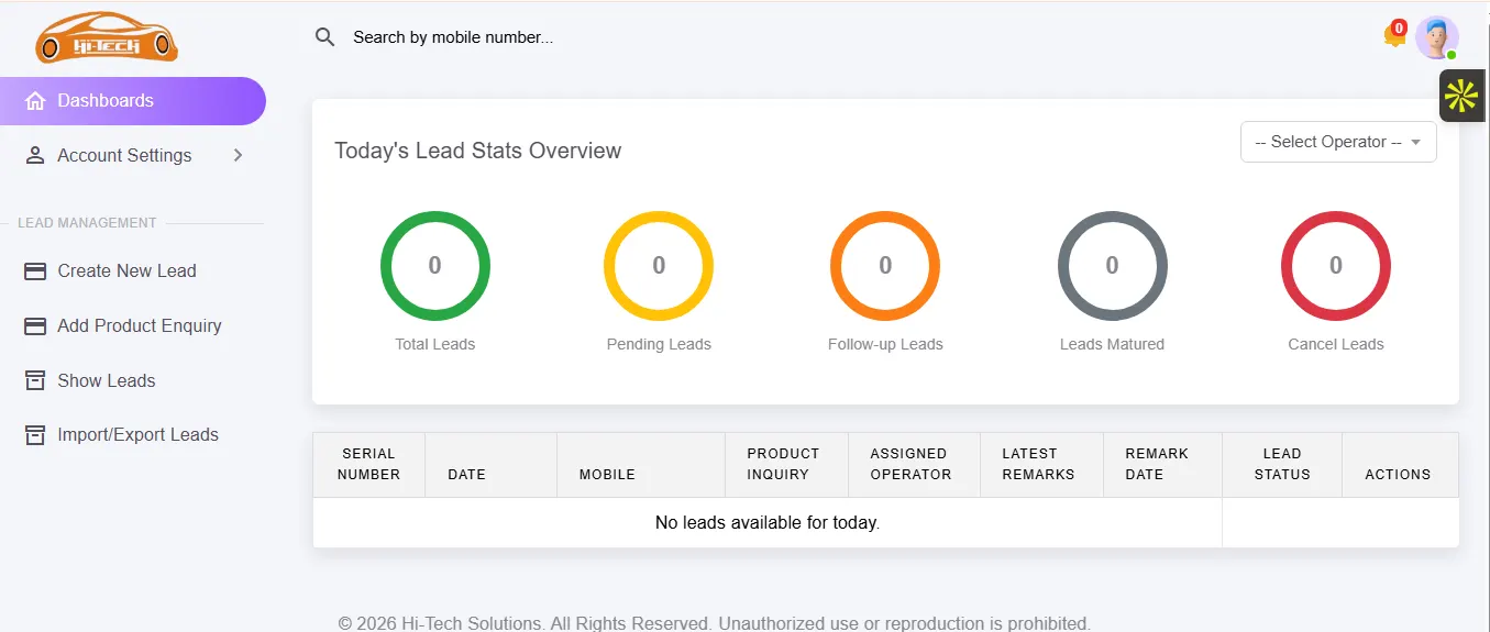 Hi-Tech Solutions — Custom CRM built by SukhNexus